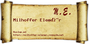 Milhoffer Elemér névjegykártya