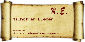 Milhoffer Elemér névjegykártya
