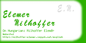 elemer milhoffer business card