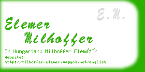 elemer milhoffer business card